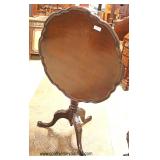  SOLID Mahogany Scalloped Top Tilt Top Queen Anne Table  Auction Estimate $100-$300 – Located Inside