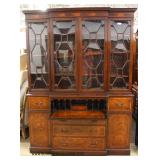  Burl Mahogany "Baker Furniture" 2 Piece Individual Pane 4 Door Breakfront  Auction Estimate $500-$1
