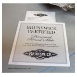  "Brunswick" Mahogany Inlaid 3 part Slate Pool Table with Leather Pockets  Easy to Haul – Needs Asse