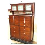  ANTIQUE Mahogany Dental Cabinet with some of  the Original Glass Drawer Inserts  Auction Estimate $
