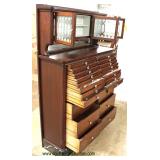  ANTIQUE Mahogany Dental Cabinet with some of  the Original Glass Drawer Inserts  Auction Estimate $