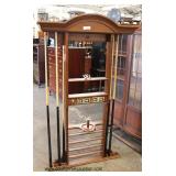  Cue Stick Holder in the Mahogany with Score Keeper and 5 Pool Sticks, Bridge and Powder Holder  Own