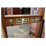  Cue Stick Holder in the Mahogany with Score Keeper and 5 Pool Sticks, Bridge and Powder Holder  Own