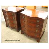 PAIR of “Drexel Furniture” Serpentine Front Bracket Foot 4 Drawer Bachelor Chests Auction Estimate $