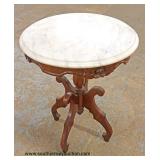 Walnut Victorian Carved Marble Top Parlor Table Auction Estimate $100-$200 – Located Inside