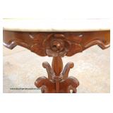 Walnut Victorian Carved Marble Top Parlor Table Auction Estimate $100-$200 – Located Inside