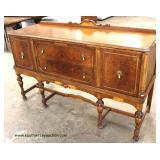 Walnut Two Tone 2 Drawer 2 Door Sideboard with Gallery Auction Estimate $100-$300 – Located Inside