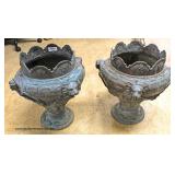 PAIR of ANTIQUE Lion and Ladies Head Cast Iron Planters Auction Estimate $