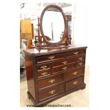 “Bassett Furniture” 3 Piece Bedroom Set Mahogany Bracket Foot with Queen Size Poster Bed Auction Est