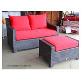 NEW 2 Piece “RST” Rattan Resin Wicker Weather Resistant Loveseat and Ottoman with Cushions Auction E
