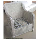 NEW 2 Piece Light Grey / White Rattan Resin Wicker All Weather Resistant Sofa and Chair with Cushion