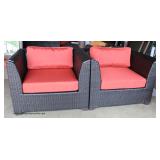 NEW PAIR of Rattan Resin Wicker Chairs with Cushions Auction Estimate $200-$400 – Located Inside