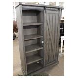 NEW Contemporary “Martin Furniture” Grey Washed Sliding Door with Restoration Hardware Bookcase with