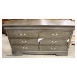 NEW Contemporary Grey Washed 6 Drawer Low Chest Auction Estimate $100-$300 – Located Inside