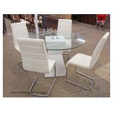  Ultra Modern 5 Piece Glass Top Breakfast Set  Auction Estimate $300-$600 – Located Inside 