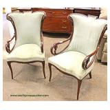  PAIR of VINTAGE SOLID Mahogany Frame Wing Chairs  Auction Estimate $200-$400 – Located Inside 