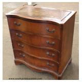  Mahogany Serpentine Leather Top Bachelor Chest  Auction Estimate $100-$300 – Located Inside 