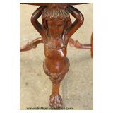  SOLID Mahogany Hand Carved Figural Half Moon Table  Auction Estimate $100-$300 – Located Inside 