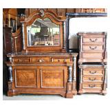 Contemporary 4 Piece King Size Bedroom Set with Marble Tops  Auction Estimate $300-$400 - Located Do