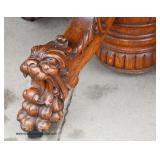ANTIQUE SOLID Top Oak 60” Dining Room Table with Heavily Lion Head and Paw Feet attributed to Hastin
