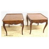 PAIR of Burl Walnut Country French Style Lamp Tables in the Manner of Baker Furniture Auction Estima
