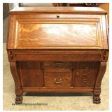 ANTIQUE Quartersawn Oak Slant Front Paw Foot Desk Auction Estimate $200-$400 – Located Inside