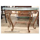 lass Top Metal Decorator Base Console Table  Auction Estimate $200-$400 – Located Inside 