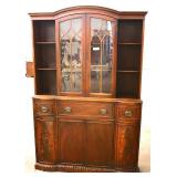  Burl Mahogany “Maddox Furniture” 6 Door 2 Drawer China Cabinet Breakfront with Desk and Bookcase Si