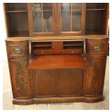  Burl Mahogany “Maddox Furniture” 6 Door 2 Drawer China Cabinet Breakfront with Desk and Bookcase Si