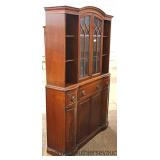  Burl Mahogany “Maddox Furniture” 6 Door 2 Drawer China Cabinet Breakfront with Desk and Bookcase Si