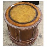  Mahogany Contemporary Leather Top Carved Round 2 Door Drum Table  Auction Estimate $100-$200 – Loca