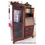  ANTIQUE Mahogany Inlaid Side by Side Secretary Bookcase  Auction Estimate $100-$300 – Located Dock 