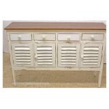  Antique Style 4 Drawer 4 Door Paint Distressed Louver Front Credenza  Auction Estimate $200-$400 – 