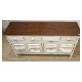  Antique Style 4 Drawer 4 Door Paint Distressed Louver Front Credenza  Auction Estimate $200-$400 – 