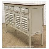  Antique Style 4 Drawer 4 Door Paint Distressed Louver Front Credenza  Auction Estimate $200-$400 – 