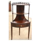  Mahogany Corner One Drawer Stand with Gallery  Auction Estimate $100-$300 – Located Inside 