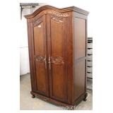  NEW French Style Mahogany Carved 2 Door Panel Sides Wardrobe Chifferobe  Auction Estimate $200-$400