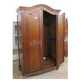  NEW French Style Mahogany Carved 2 Door Panel Sides Wardrobe Chifferobe  Auction Estimate $200-$400