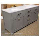  NEW 72” Marble Top Double Sink 4 Door 6 Drawer Grey Bathroom Vanity  Auction Estimate $300-$600 – L