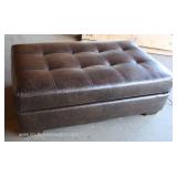  NEW Brown Leather Button Tufted Ottoman  Auction Estimate $100-$300 – Located Inside 