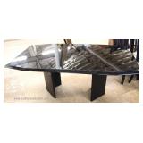  7 Piece Ultra -Modern High Black Lacquer Dining Room Table and 6 Chairs with 2 Leaves  Auction Esti