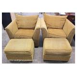  PAIR of Upholstered Club chairs with Ottomans  Auction Estimate $200-$400 – Located Inside 