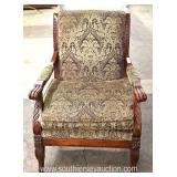  Carved Mahogany Frame Upholstered Arm Chair  Auction Estimate $100-$300 – Located Inside 