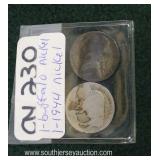  Buffalo Nickel and 1944 Nickel  Auction Estimate $5-$10 – Located Glassware 