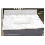  NEW 30” Marble Top 3 Drawer Bathroom Vanity with Backsplash and Hardware  Auction Estimate $100-$30