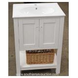  NEW 24” Marble Top 2 Door Bathroom Vanity with Storage Basket (as is)  Auction Estimate $200-$400 –