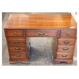  SOLID Cherry “Jamestown Sterling Corporation Jamestown, N.Y.” Bracket Foot 9 Drawer Desk  Auction E