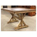  NEW Country Farm Style “X” Frame Stretcher Base Dining Room Table  Auction Estimate $200-$400 – Loc