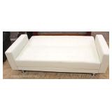  NEW White Leather Contemporary Button Tufted Decorator Convertible Sofa  Auction Estimate $200-$400