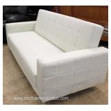  NEW White Leather Contemporary Button Tufted Decorator Convertible Sofa  Auction Estimate $200-$400